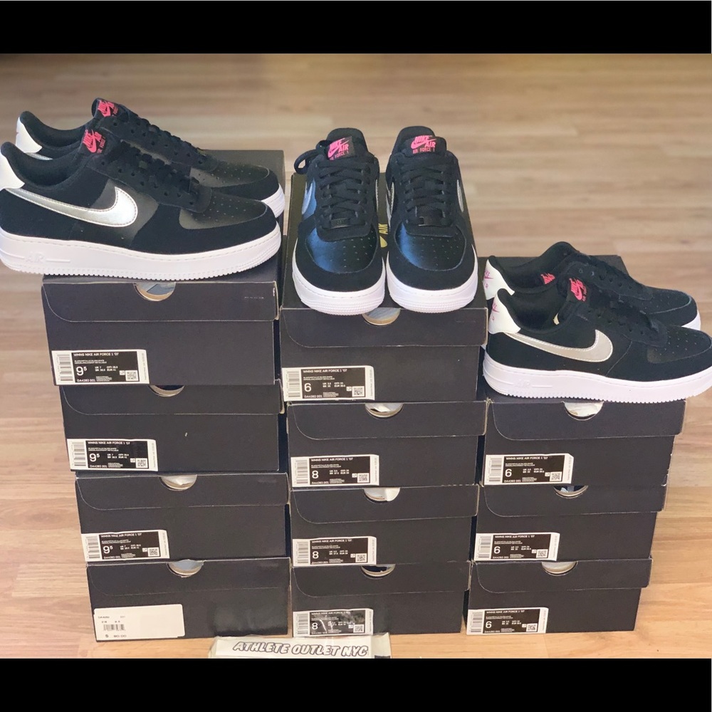 New Nike AF1 Black Pink White Women Size 6-9.5